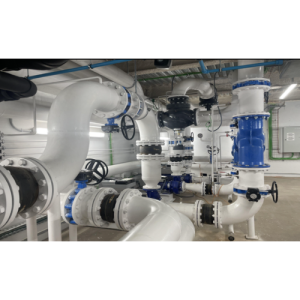 Hệ thống đường ống nước lạnh với các kích thước DN150, DN200, DN250 và DN300 dẫn nước lạnh từ Chiller đến các CRAH/CRAC trong Data Center.